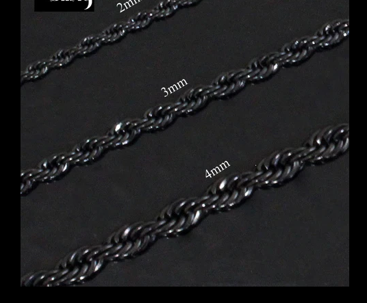 Stainless Steel Rope Chain Black Plated