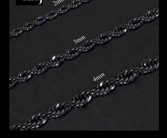 Stainless Steel Rope Chain Black Plated