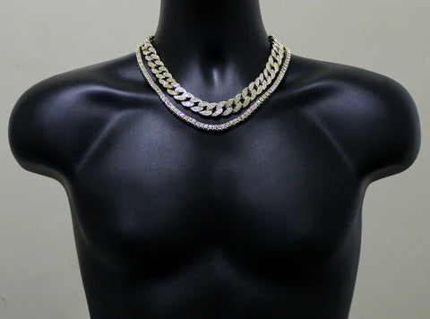 Miami Cuban Link 2 pc Choker Set