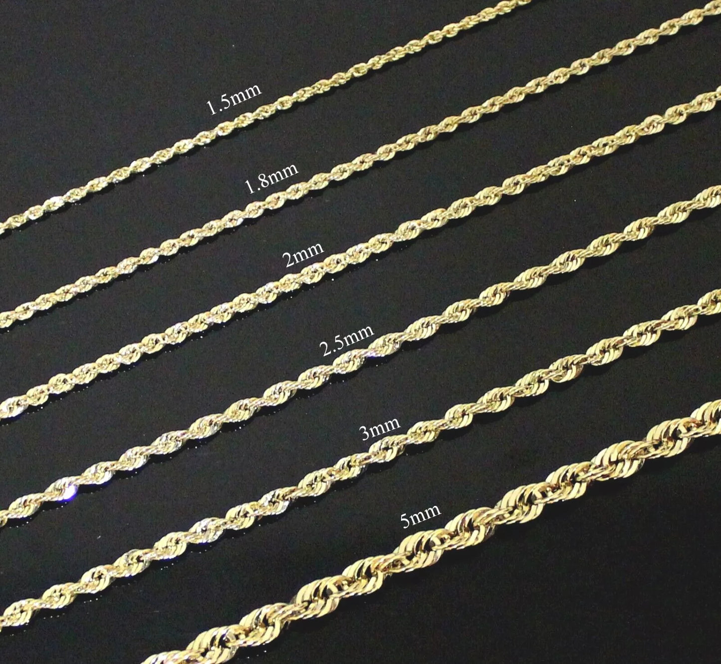 Laser Diamond Cut Rope Chain Necklace Hip Hop Jewelry