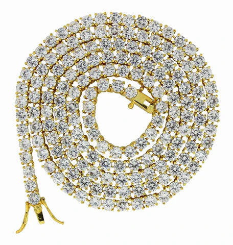 AAA CZ Tennis Chain 14k Gold Plated