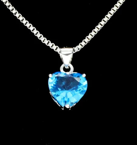 Blue Ocean Heart Shaped CZ Pendant