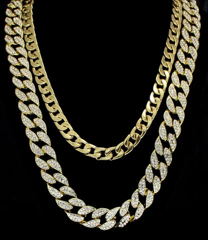 2pc Set 24" 30" CZ Cuban Link Chains