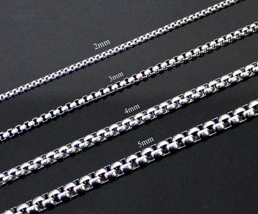 Stainless Steel Round Box 316L Chain Necklace Hip Hop Jewelry