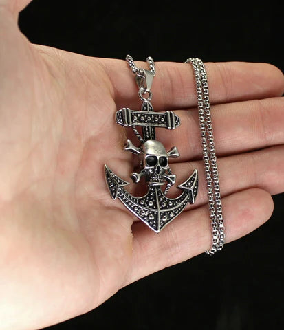 Anchor Skull Pendant Necklace