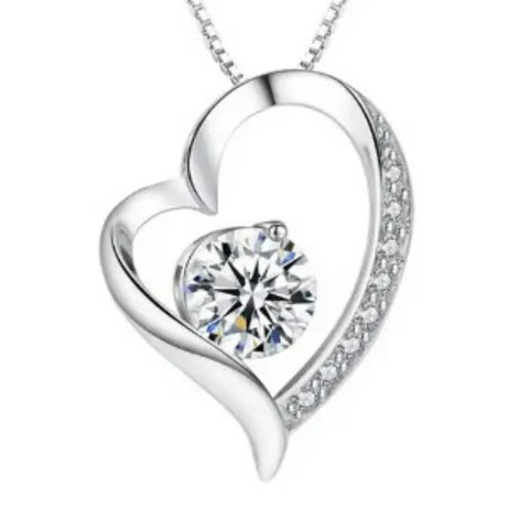 CZ Heart Shaped Pendant With Box Chain