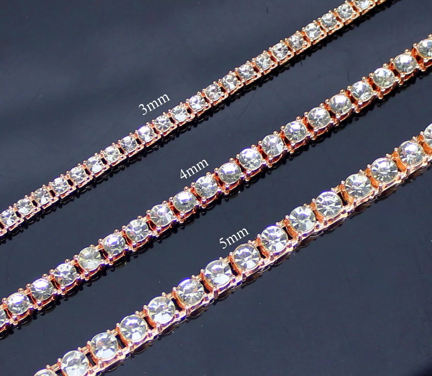 1 Row Tennis Necklace Rose Gold Plated Choker Cubic Zirconia Chain