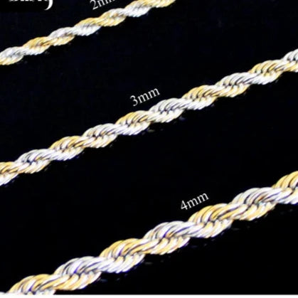 StainlessSteel Rope Chain Two Tone Plated