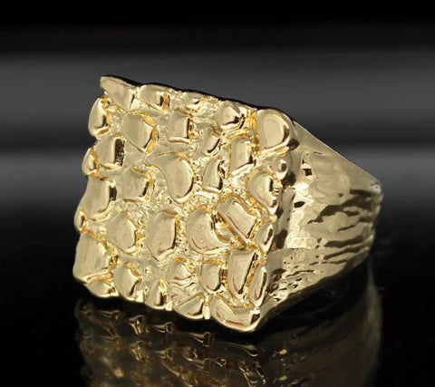 Nugget 14k Gold Plated Square Pinky Ring