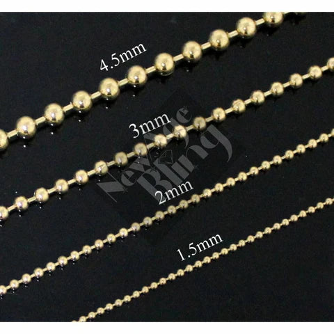 StainlessSteel Ball Chain Bead Gold Plated