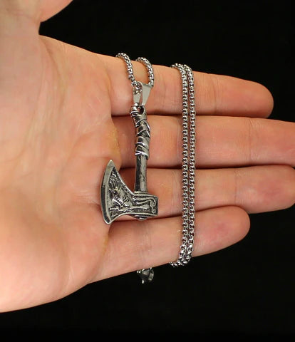 Tomahawk Wolf Axe Pendant Necklace