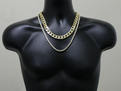 14k Gold Plated 2 pc Choker Set