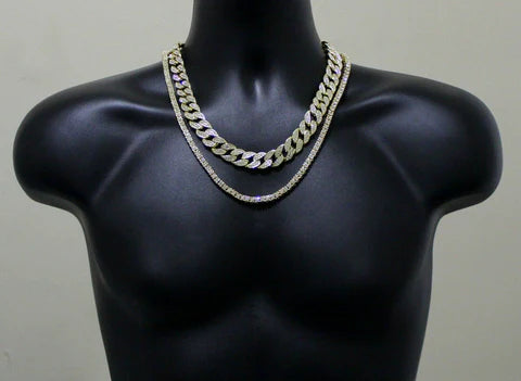 Miami Cuban Link 2 pc Choker Set