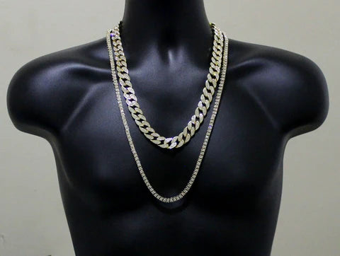 Miami Cuban Link 2 pc Choker Set