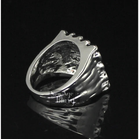 Nugget Square Silver Plated Pinky Hip Hop Ring