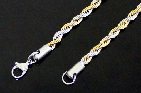 StainlessSteel Rope Chain Two Tone Plated