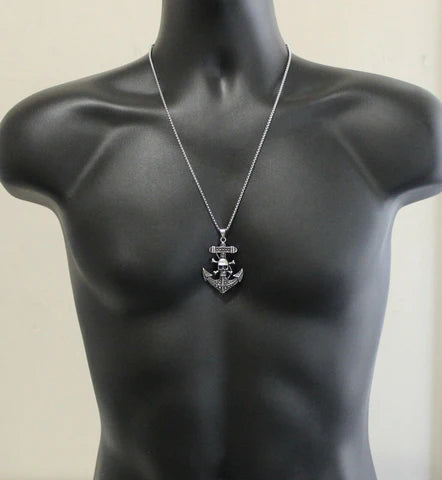 Anchor Skull Pendant Necklace