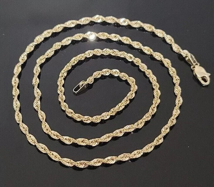 Laser Diamond Cut Rope Chain Necklace Hip Hop Jewelry