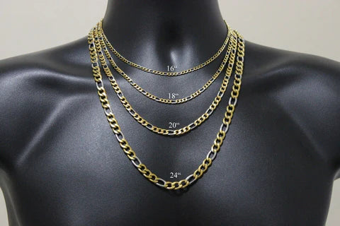 Two Tone Plated Stainless Steel Figaro Chain