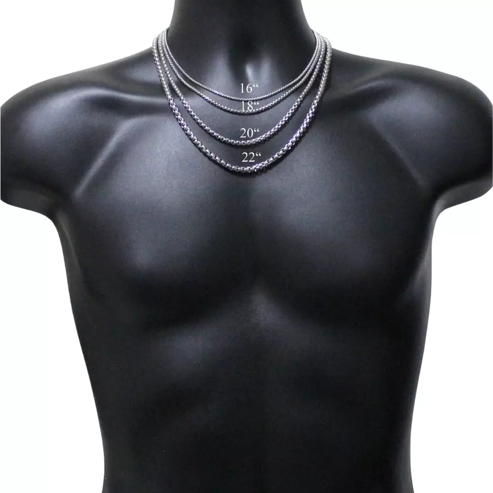 Stainless Steel Round Box 316L Chain Necklace Hip Hop Jewelry