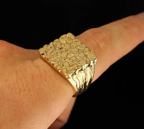 Nugget 14k Gold Plated Square Pinky Ring