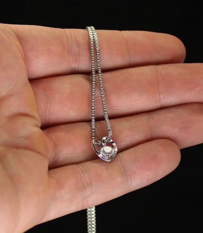 Womens Heart Shaped CZ Pendant Chain