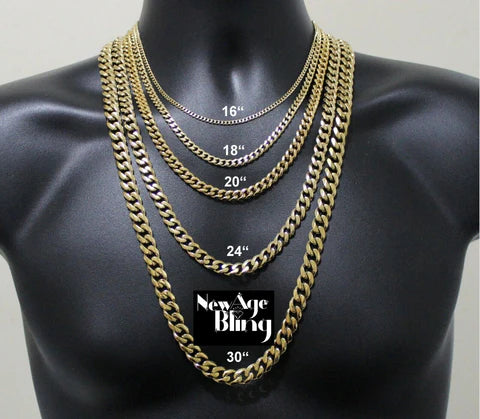 Stainless Steel Cuban Curb Chain 14k Gold Plated