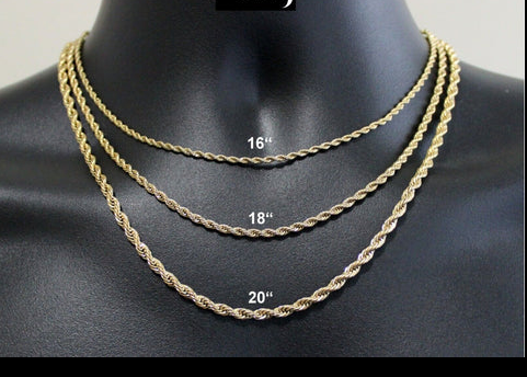 Stainless Steel Rope Chain Gold Plated