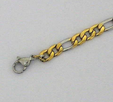 Two Tone Plated Stainless Steel Figaro Chain