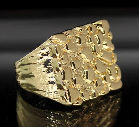 Nugget 14k Gold Plated Square Pinky Ring