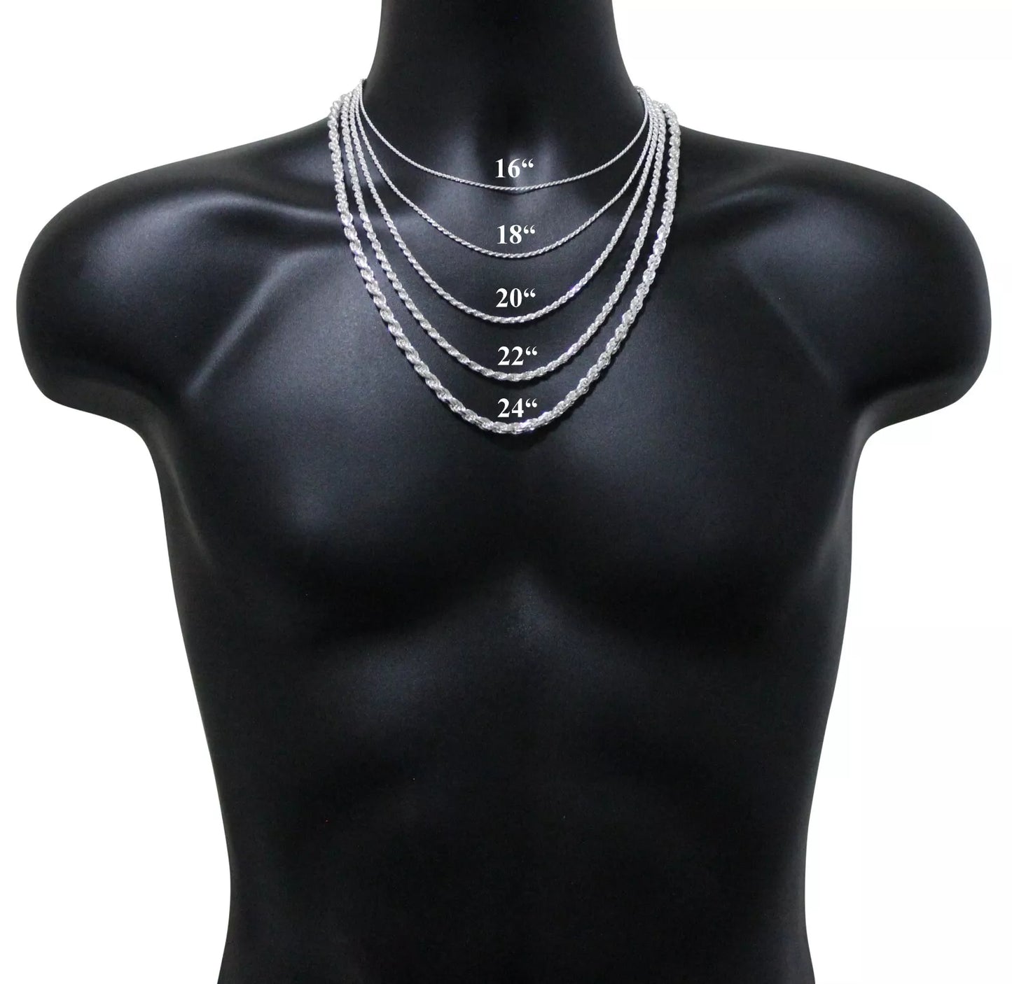 Sterling 925 Silver Diamond Cut Rope Chain Hip Hop Jewelry