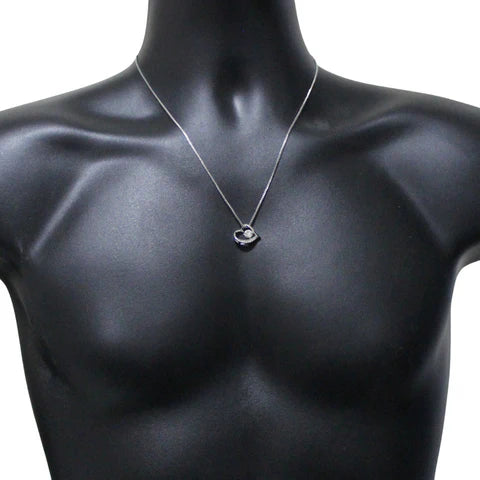 Heart Shaped CZ Pendant Box Chain Necklace