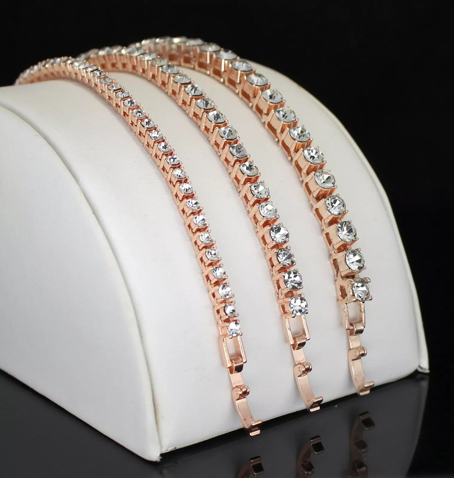 1 Row Tennis Necklace Rose Gold Plated Choker Cubic Zirconia Chain