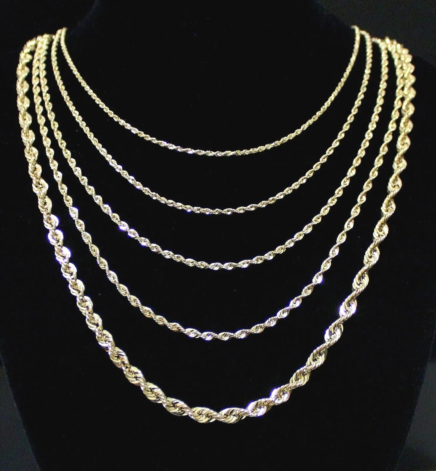 Laser Diamond Cut Rope Chain Necklace Hip Hop Jewelry