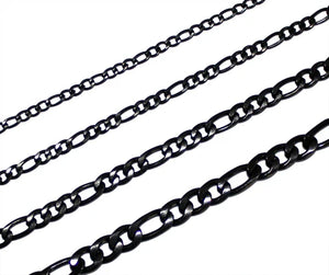 Black Plated Stainless Steel Figaro Chain