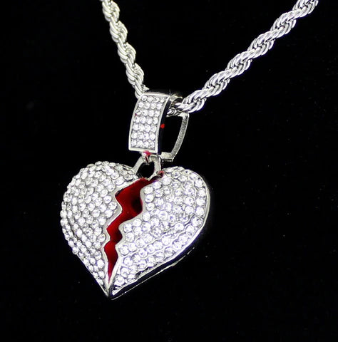 Broken Heart CZ Pendant Women Necklace