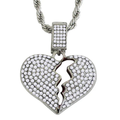 Broken Heart CZ Pendant Women Necklace