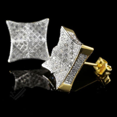 Diamond Micropave Square Stud Hip Hop Men's Earrings - CobysBling