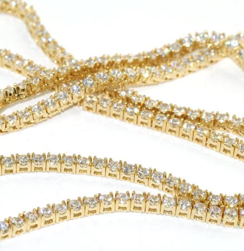 Gold Plated Tennis Chain Solid Steel Necklace - CobysBling