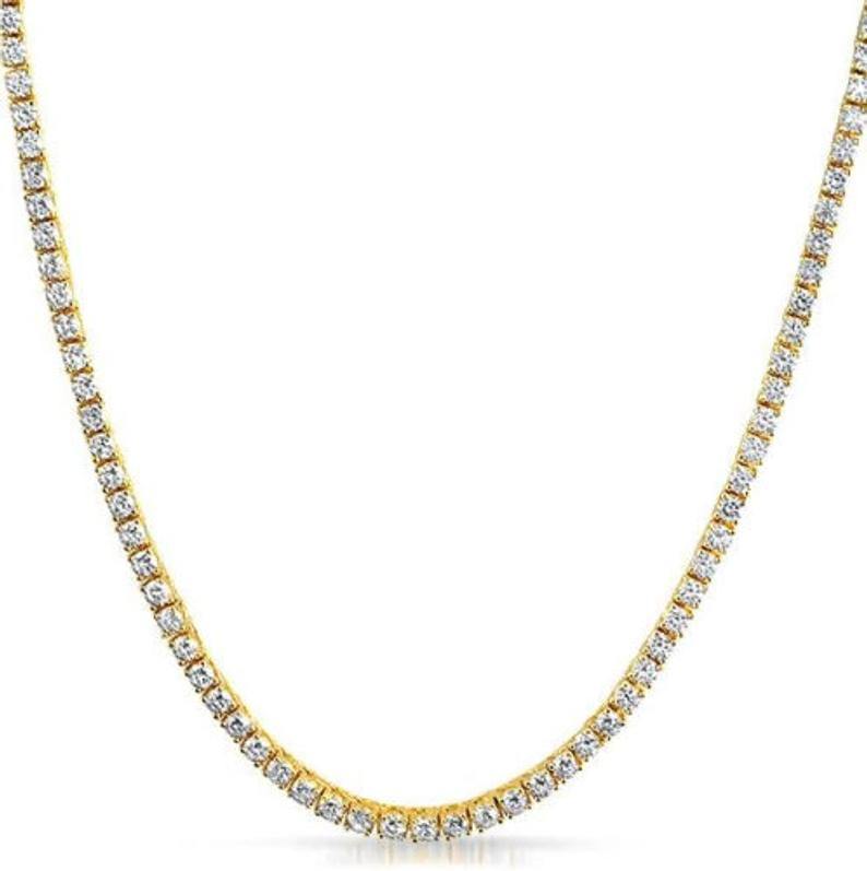 Gold Plated Tennis Chain Solid Steel Necklace - CobysBling